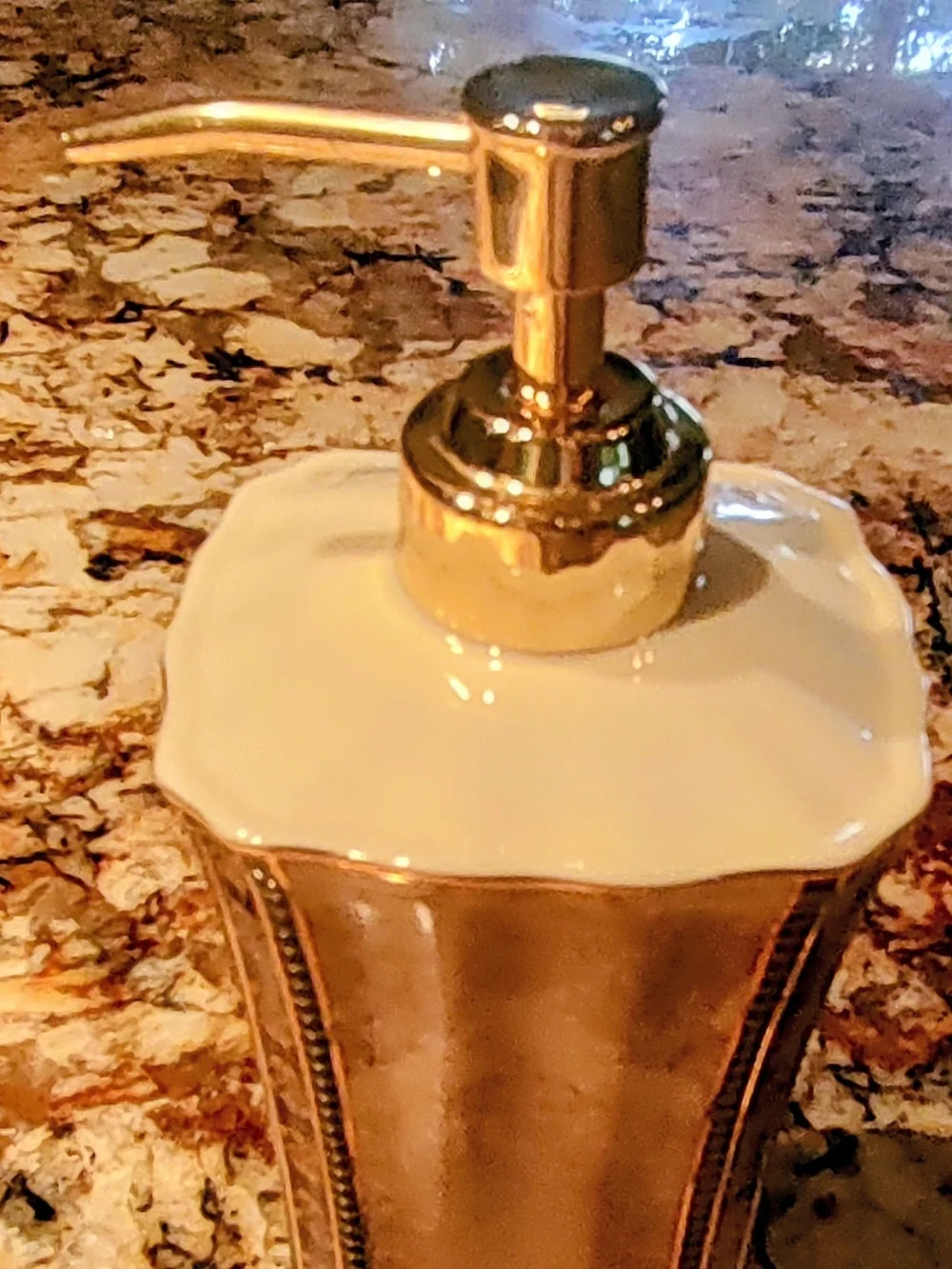 Croscill Cream Ceramic Soap/Lotion Dispenser with Gold Accents